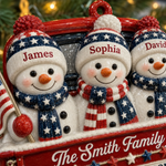 Custom Snowman Premium 3D Ornament - Personalized America 250th Anniversary Christmas Gifts For Family - Celebrating Home And Holiday