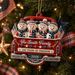 Custom Snowman Premium 3D Ornament - Personalized America 250th Anniversary Christmas Gifts For Family - Celebrating Home And Holiday