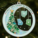 Custom Long Distance Acrylic Ornament - Personalized Christmas Birthday Gifts For Family - Connected By Heart Never Apart
