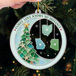 Custom Long Distance Acrylic Ornament - Personalized Christmas Birthday Gifts For Family - Connected By Heart Never Apart