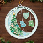 Custom Long Distance Acrylic Ornament - Personalized Christmas Birthday Gifts For Family - Connected By Heart Never Apart
