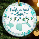 Custom Long Distance Sea Glass Ceramic Ornament - Personalized Best Friend Christmas Birthday Gifts For Best Friends, Sisters, BFF - Miles Apart, Forever Close Hearts