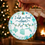 Custom Long Distance Sea Glass Ceramic Ornament - Personalized Best Friend Christmas Birthday Gifts For Best Friends, Sisters, BFF - Miles Apart, Forever Close Hearts
