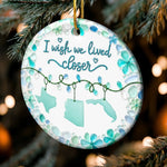 Custom Long Distance Sea Glass Ceramic Ornament - Personalized Best Friend Christmas Birthday Gifts For Best Friends, Sisters, BFF - Miles Apart, Forever Close Hearts