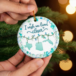 Custom Long Distance Sea Glass Ceramic Ornament - Personalized Best Friend Christmas Birthday Gifts For Best Friends, Sisters, BFF - Miles Apart, Forever Close Hearts