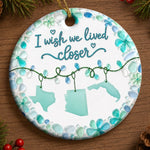 Custom Long Distance Sea Glass Ceramic Ornament - Personalized Best Friend Christmas Birthday Gifts For Best Friends, Sisters, BFF - Miles Apart, Forever Close Hearts