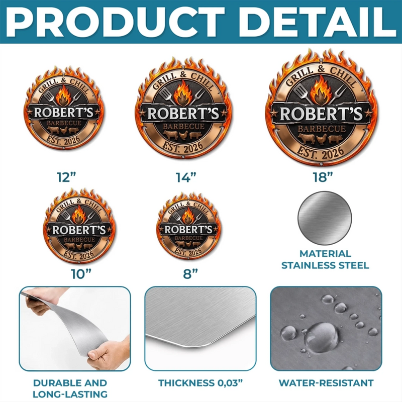Custom BBQ Shaped Metal Sign - Personalized Grilling Gifts For BBQ Lovers, Husband, Dad - Grill And Chill