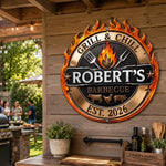Custom BBQ Shaped Metal Sign - Personalized Grilling Gifts For BBQ Lovers, Husband, Dad - Grill And Chill