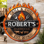 Custom BBQ Shaped Metal Sign - Personalized Grilling Gifts For BBQ Lovers, Husband, Dad - Grill And Chill