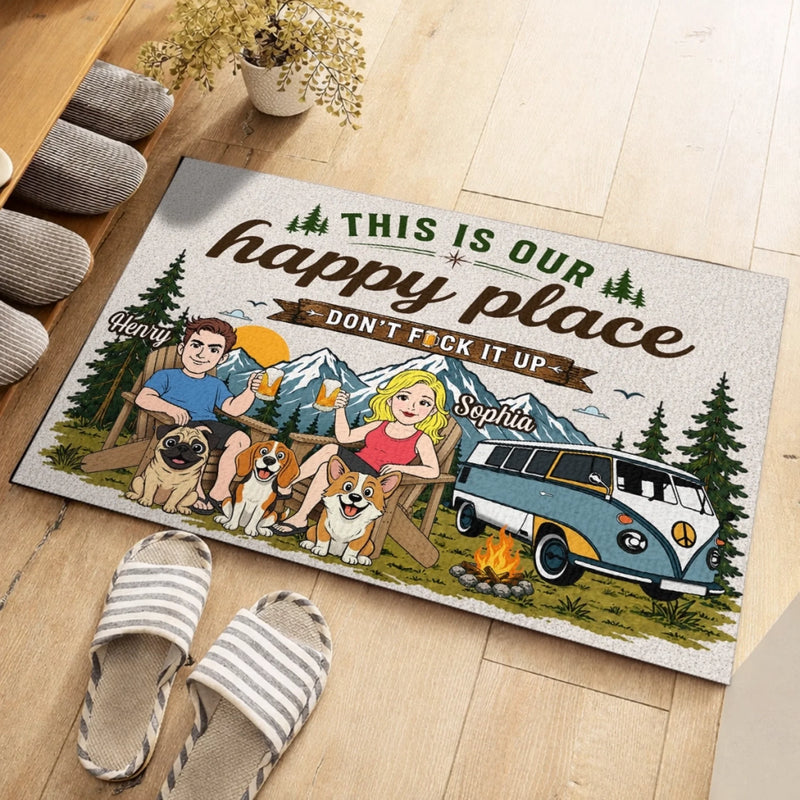 Custom Home Decor Decorative Mat - Personalized Birthday Camping Gifts For Campers, Couple, Dog Lovers - Life Is Better Outdoors Together