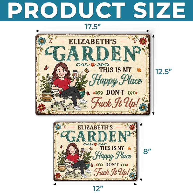 Custom Home Decor Metal Sign - Personalized  Birthday Garden Gifts For Gardeners, Plant Lovers - This Is My Happy Place