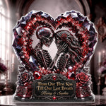 Custom Gothic Skeleton Acrylic Plaque - Personalized Halloween Decor, Anniversary Wedding Gifts For Couple, Husband, Wife - Our Love Story Never Dies