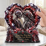 Custom Gothic Skeleton Acrylic Plaque - Personalized Halloween Decor, Anniversary Wedding Gifts For Couple, Husband, Wife - Our Love Story Never Dies