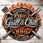 Custom BBQ Shaped Metal Sign - Personalized Grilling Gifts For BBQ Lovers, Husband, Dad - Grill Smoke Good Times