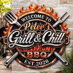 Custom BBQ Shaped Metal Sign - Personalized Grilling Gifts For BBQ Lovers, Husband, Dad - Grill Smoke Good Times
