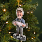 Custom Photo Acrylic Ornament - Personalized Christmas Birthday Fishing Gifts For Fisherman, Dad, Grandpa - Reel Good Times With Best Catch