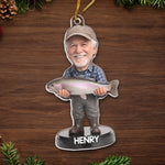 Custom Photo Acrylic Ornament - Personalized Christmas Birthday Fishing Gifts For Fisherman, Dad, Grandpa - Reel Good Times With Best Catch