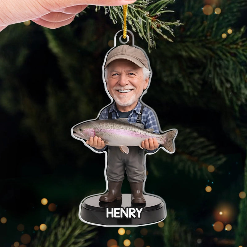 Custom Photo Acrylic Ornament - Personalized Christmas Birthday Fishing Gifts For Fisherman, Dad, Grandpa - Reel Good Times With Best Catch
