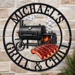 Custom BBQ Shaped Metal Sign - Personalized Grilling Gifts For BBQ Lovers, Husband, Dad - Smoke Fire Good Times