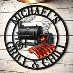 Custom BBQ Shaped Metal Sign - Personalized Grilling Gifts For BBQ Lovers, Husband, Dad - Smoke Fire Good Times