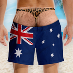Custom Funny Men Swim Trunks - Personalized Summer Vacation And Travel Gifts For Men - Caution From Behind