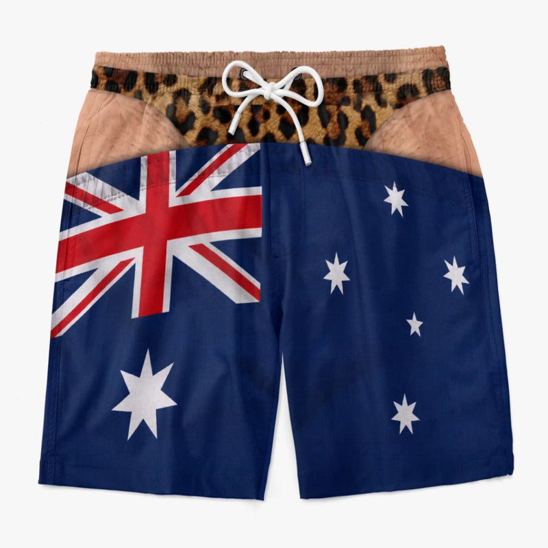 Custom Funny Men Swim Trunks - Personalized Summer Vacation And Travel Gifts For Men - Caution From Behind