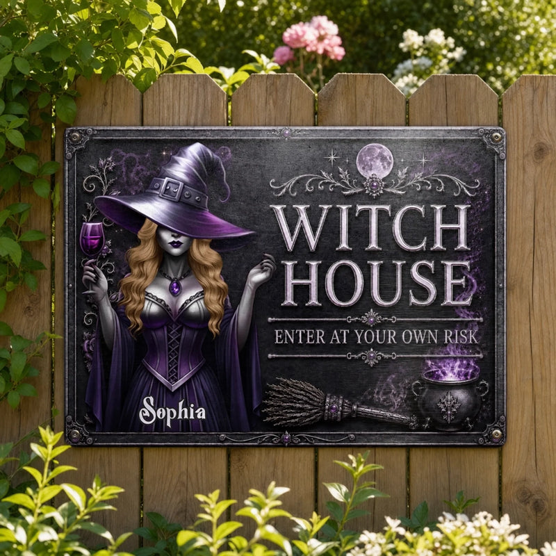 Custom Witchy Home Decor Metal Sign - Personalized Halloween Birthday Gifts For Witch, Wife, Daughter - My Witchy Lair