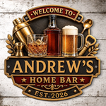 Custom Bar Shaped Metal Sign - Personalized Birthday Gifts For Men - Home Bar