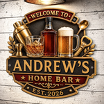 Custom Bar Shaped Metal Sign - Personalized Birthday Gifts For Men - Home Bar