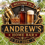 Custom Bar Shaped Metal Sign - Personalized Birthday Gifts For Men - Home Bar
