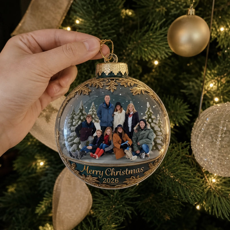 Custom Photo Acrylic Ornament - Personalized Christmas Birthday Gifts For Family - Happiness Is Hanging Right Here