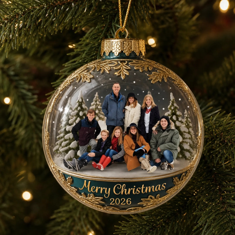 Custom Photo Acrylic Ornament - Personalized Christmas Birthday Gifts For Family - Happiness Is Hanging Right Here