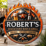 Custom BBQ Shaped Metal Sign - Personalized Grilling Gifts For Husband, Dad, Grandpa - Grill Mode Activated