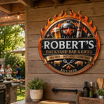 Custom BBQ Shaped Metal Sign - Personalized Grilling Gifts For Husband, Dad, Grandpa - Grill Mode Activated