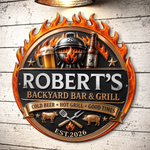 Custom BBQ Shaped Metal Sign - Personalized Grilling Gifts For Husband, Dad, Grandpa - Grill Mode Activated