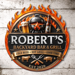 Custom BBQ Shaped Metal Sign - Personalized Grilling Gifts For Husband, Dad, Grandpa - Grill Mode Activated