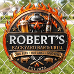 Custom BBQ Shaped Metal Sign - Personalized Grilling Gifts For Husband, Dad, Grandpa - Grill Mode Activated
