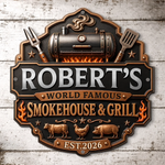 Custom BBQ Shaped Metal Sign - Personalized Grilling Gifts For Husband, Dad, Grandpa - Fire Up The Fun