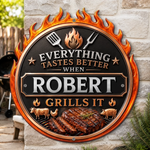 Custom BBQ Shaped Metal Sign - Personalized Grilling Gifts For BBQ Lovers, Grill Masters - Keep Calm And Grill On