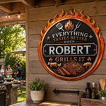 Custom BBQ Shaped Metal Sign - Personalized Grilling Gifts For BBQ Lovers, Grill Masters - Keep Calm And Grill On