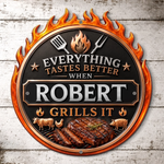Custom BBQ Shaped Metal Sign - Personalized Grilling Gifts For BBQ Lovers, Grill Masters - Keep Calm And Grill On