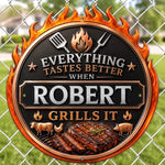 Custom BBQ Shaped Metal Sign - Personalized Grilling Gifts For BBQ Lovers, Grill Masters - Keep Calm And Grill On