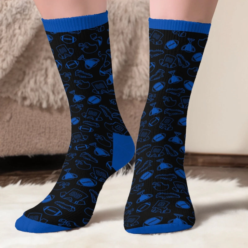 Custom Football Crew Socks - Personalized Christmas Birthday Football Gifts For Football Lovers, Sports Fans, Dads - Born To Compete