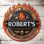 Custom BBQ Shaped Metal Sign - Personalized Grilling Gifts For BBQ Lovers, Husband, Dad - Grill Master At Work Today