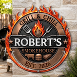 Custom BBQ Shaped Metal Sign - Personalized Grilling Gifts For BBQ Lovers, Husband, Dad - Grill Master At Work Today