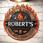 Custom BBQ Shaped Metal Sign - Personalized Grilling Gifts For BBQ Lovers, Husband, Dad - Grill Master At Work Today