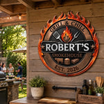 Custom BBQ Shaped Metal Sign - Personalized Grilling Gifts For BBQ Lovers, Husband, Dad - Grill Master At Work Today