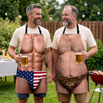Custom Funny Patriotic Apron With Pocket - Personalized Birthday Gifts For Husband, Dad, Grandpa - Kiss The Cook