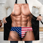Custom Funny Patriotic Apron With Pocket - Personalized Birthday Gifts For Husband, Dad, Grandpa - Kiss The Cook