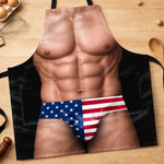 Custom Funny Patriotic Apron With Pocket - Personalized Birthday Gifts For Husband, Dad, Grandpa - Kiss The Cook